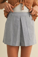 Striped Linen Skort Blue