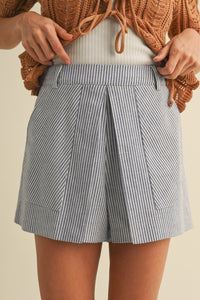 Striped Linen Skort Blue