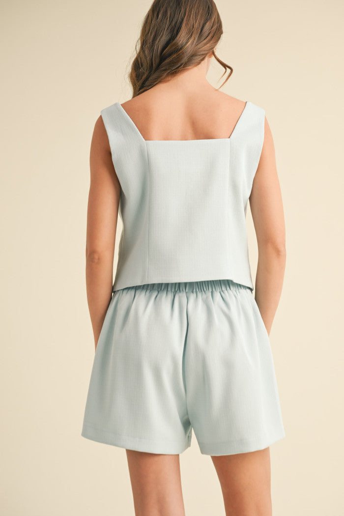 Scalloped Vest Top Sky Blue