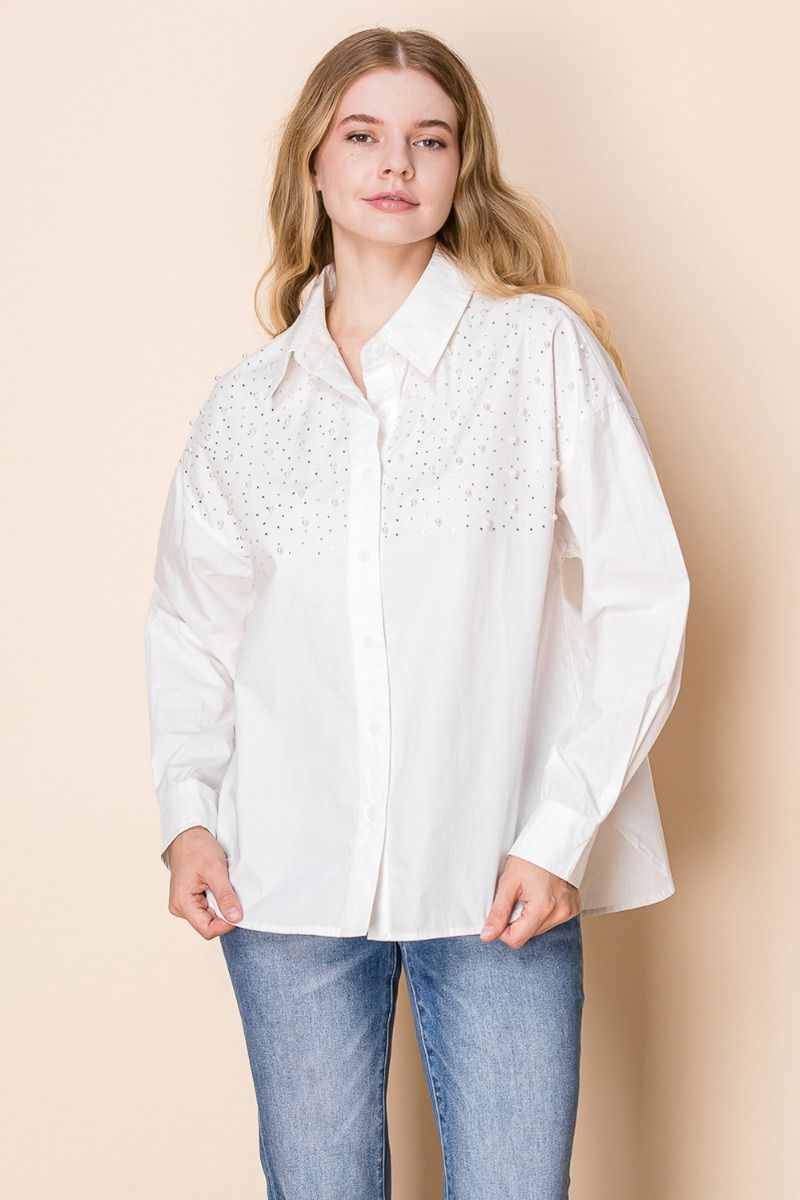 Pearl Luxe Button Down Top