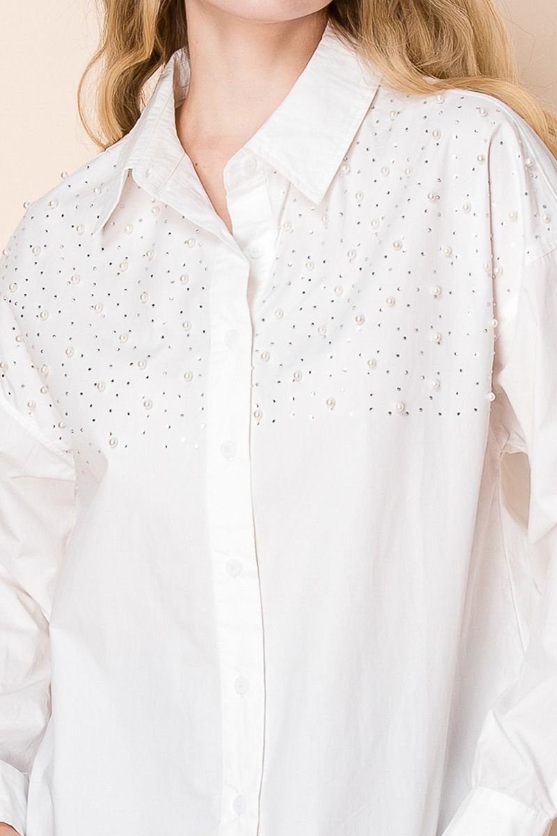 Pearl Luxe Button Down Top