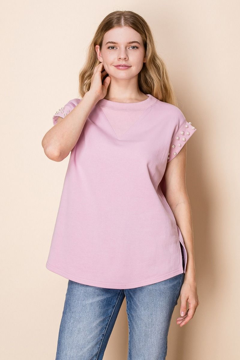 Oversized Pearl Beaded Top